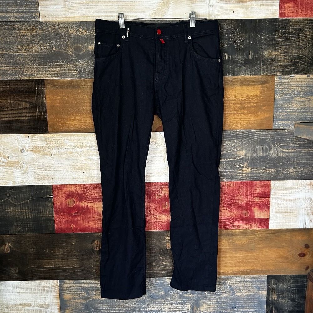 Kiton 5-Pocket Wool Jeans Pants Trousers 34 Black Stretch Flawless 28 Inseam